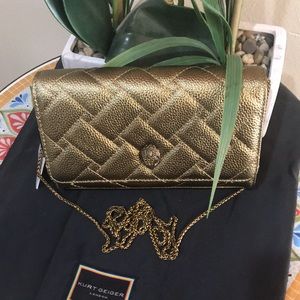 Kurt Geiger London Extra Mini Kensington Metallic Bronze Hardware Crossb…